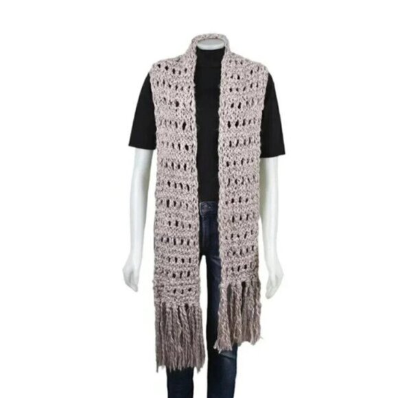 NWT American Eagle Handknit Scarf Loose Knit Pink Grey - Picture 3 of 7